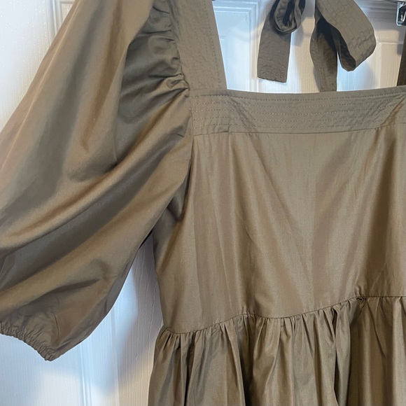 En Saison Gilda Tie-Back Poplin Mini Dress Puff Sleeve Square Neck Size Small S - Picture 5 of 7